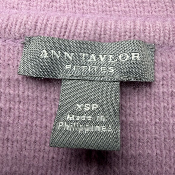 Ann Taylor Womens Petites XS Lavender Angora Wool Knit Blazer Cardigan Coquette - Picture 11 of 12